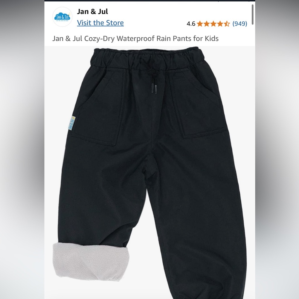 5T Like New Waterproof Black Fleece-Lined Pants